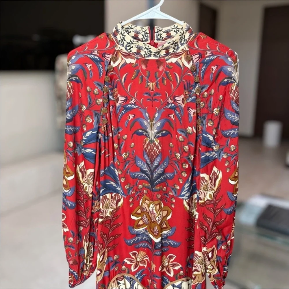 Farm Rio: Red Winter Breeze Lenzing Viscose Mini Dress - Picture 12 of 13
